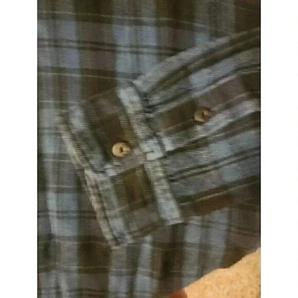 Current/Elliott Black Blue Plaid 2XL Long Sleeve Button Up CR2 - Picture 4 of 5